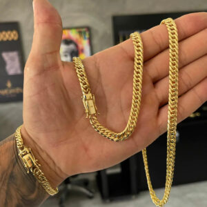 Kit Corrente + Pulseira Grumet Dupla 6mm Marcação 750